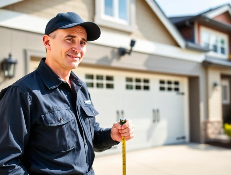 Garage Door Mattapoisett professional technician measuring for garage door installation